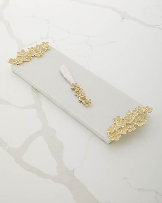 Cherry Blossom Small Cheese Board w/ Knife